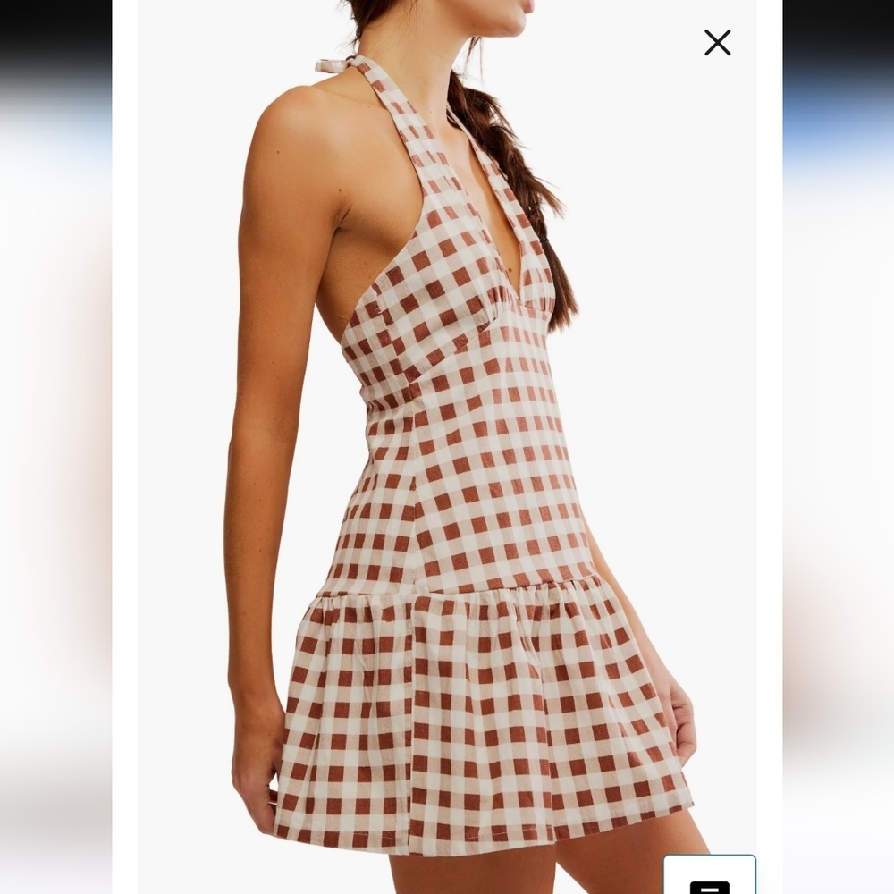 Free People Cecil Mini Dress in Brown Patina Combo Womens Large New - Picture 9 of 10